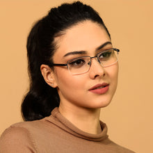 Load image into Gallery viewer, Black Rectangle Half Rim Unisex Eyeglasses by Lenskart Air Online-134440