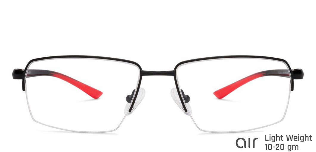 Black Rectangle Half Rim Unisex Eyeglasses by Lenskart Air Online-134440