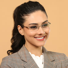 Load image into Gallery viewer, Grey Rectangle Half Rim Unisex Eyeglasses by Lenskart Air Online-134444