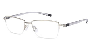 Grey Rectangle Half Rim Unisex Eyeglasses by Lenskart Air Online-134444