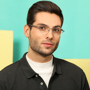 Grey Oval Half Rim Unisex Eyeglasses by Lenskart Air Online-134447