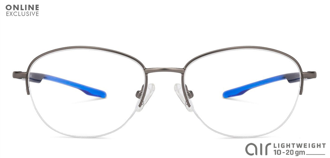Grey Oval Half Rim Unisex Eyeglasses by Lenskart Air Online-134447