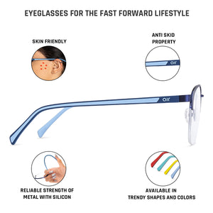 Blue Square Half Rim Unisex Eyeglasses by Lenskart Air LA-134387