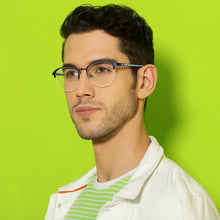 Load image into Gallery viewer, Blue Square Half Rim Unisex Eyeglasses by Lenskart Air LA-134387
