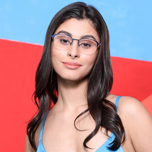 Blue Square Half Rim Unisex Eyeglasses by Lenskart Air LA-134387