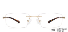 Load image into Gallery viewer, Gold Rectangle Rimless Wide Unisex Eyeglasses by Lenskart Air-145752