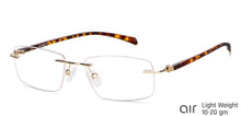 Load image into Gallery viewer, Gold Rectangle Rimless Wide Unisex Eyeglasses by Lenskart Air-145752