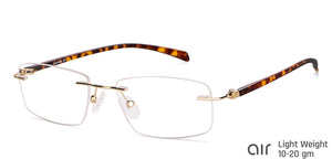 Gold Rectangle Rimless Wide Unisex Eyeglasses by Lenskart Air-145752