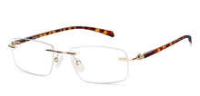 Load image into Gallery viewer, Gold Rectangle Rimless Wide Unisex Eyeglasses by Lenskart Air-145752