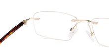 Load image into Gallery viewer, Gold Rectangle Rimless Wide Unisex Eyeglasses by Lenskart Air-145752