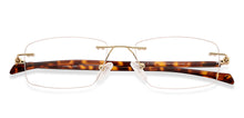 Load image into Gallery viewer, Gold Rectangle Rimless Wide Unisex Eyeglasses by Lenskart Air-145752