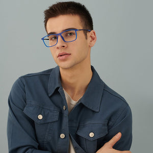 Blue Rectangle Full Rim Unisex Eyeglasses by Lenskart Air Online-145753