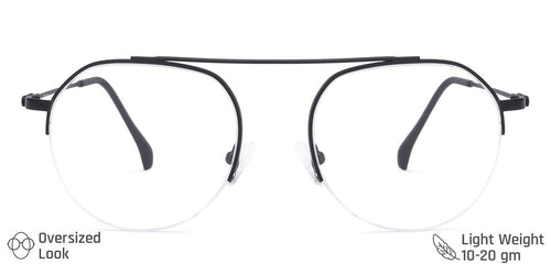 Black Round Half Rim Medium Unisex Eyeglasses by Vincent Chase-134730