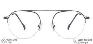 Gunmetal Geometric Half Rim Unisex Eyeglasses by Vincent Chase Online-134731