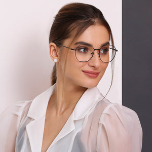 Black Hexagonal Full Rim Wide Unisex Eyeglasses by Vincent Chase-134735