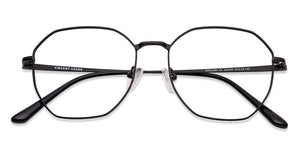 Black Hexagonal Full Rim Wide Unisex Eyeglasses by Vincent Chase-134735