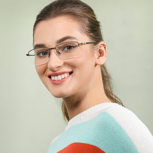 Black Rectangle Half Rim Medium Unisex Eyeglasses by Vincent Chase Online-134751