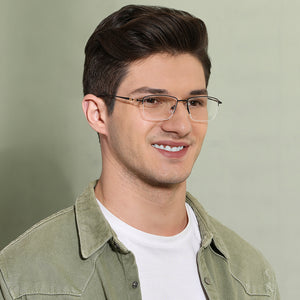 Black Rectangle Half Rim Medium Unisex Eyeglasses by Vincent Chase Online-134751