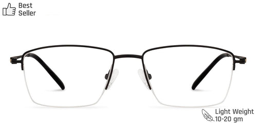 Black Rectangle Half Rim Medium Unisex Eyeglasses by Vincent Chase Online-134751