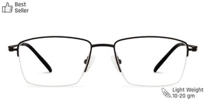 Black Rectangle Half Rim Medium Unisex Eyeglasses by Vincent Chase Online-134751