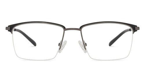 Gunmetal Square Half Rim Wide Unisex Eyeglasses by Vincent Chase Online-142836