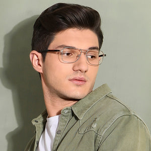 Gunmetal Geometric Full Rim Unisex Eyeglasses by Vincent Chase-134763