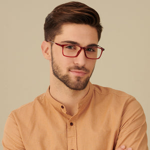 Red Rectangle Full Rim Unisex Eyeglasses by Lenskart Air Computer Glasses-147767
