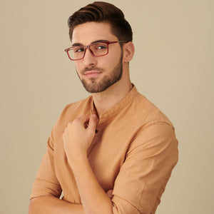 Red Rectangle Full Rim Unisex Eyeglasses by Lenskart Air Computer Glasses-147767