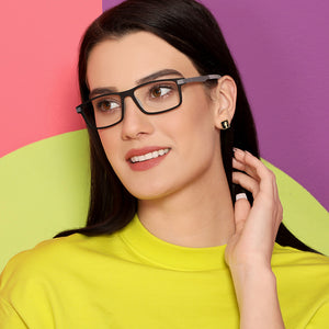 Black Rectangle Full Rim Unisex Eyeglasses by Lenskart Air Online-134788