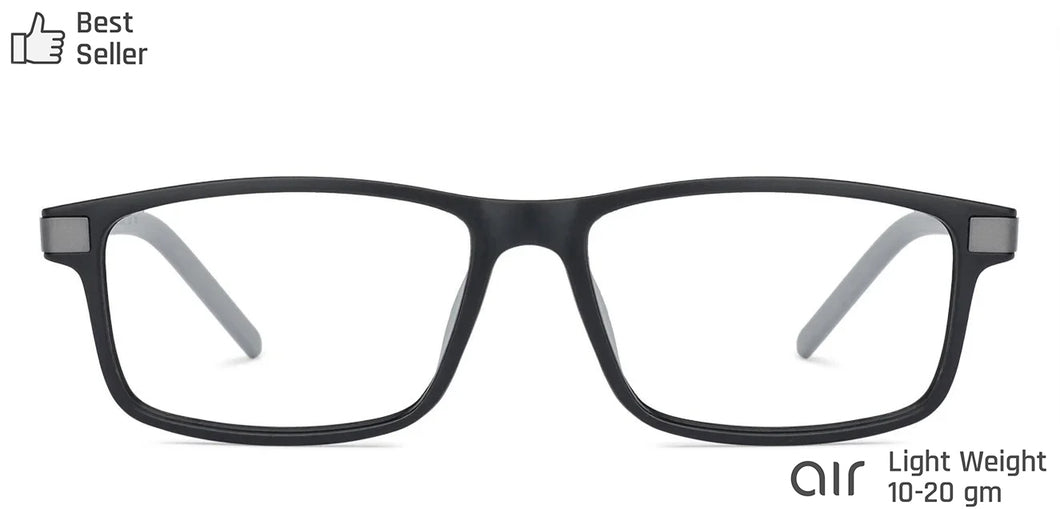 Black Rectangle Full Rim Unisex Eyeglasses by Lenskart Air Online-134788