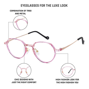 Pink Round Full Rim Women Eyeglasses by Lenskart Air Online-134789