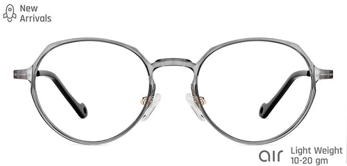 Grey Round Full Rim Unisex Eyeglasses by Lenskart Air Online-134790