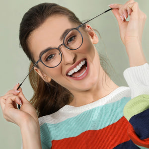 Grey Round Full Rim Medium Unisex Eyeglasses by Lenskart Air Online-134794