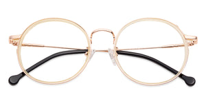 Gold Round Full Rim Unisex Eyeglasses by Lenskart Air Computer Glasses-138283