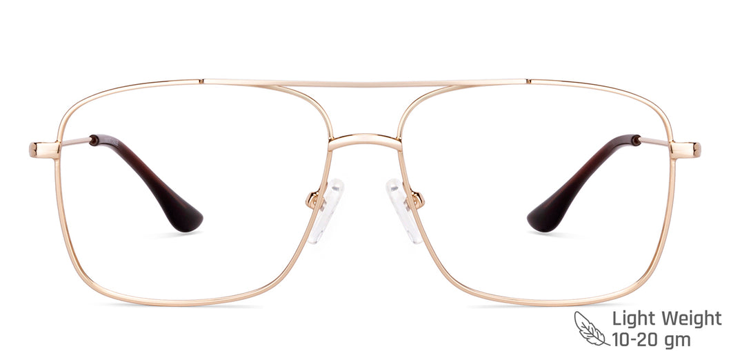 Gold Square Full Rim Unisex Eyeglasses by Vincent Chase-147955