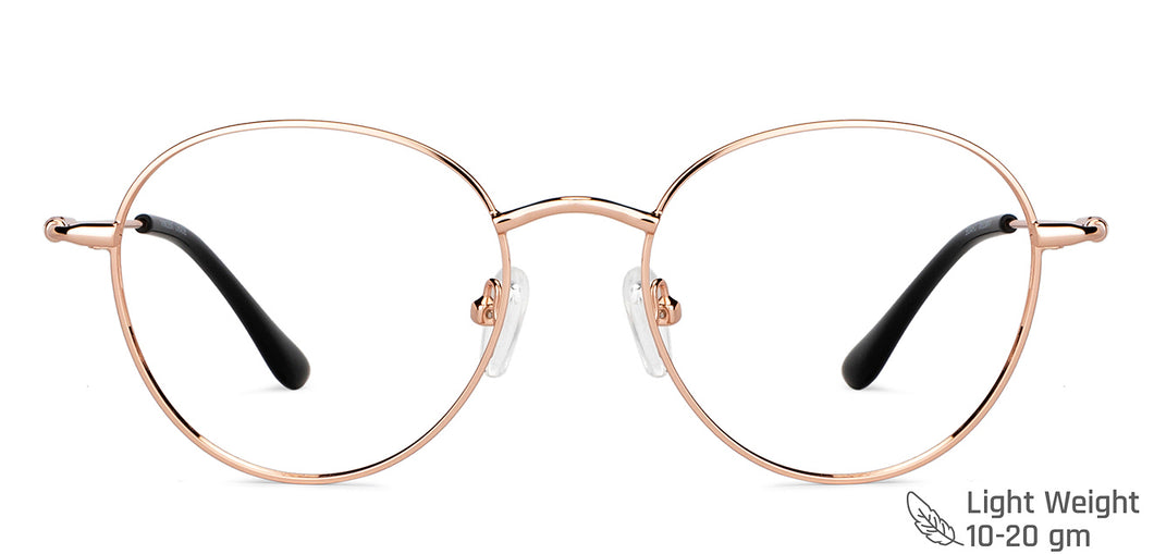 Gold Round Full Rim Unisex Eyeglasses by Vincent Chase VC-151454