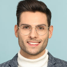 Load image into Gallery viewer, Gold Round Full Rim Unisex Eyeglasses by Vincent Chase Essentials-134920