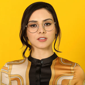 Gold Round Full Rim Unisex Eyeglasses by Vincent Chase Essentials-134920