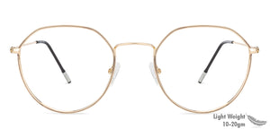 Gold Round Full Rim Unisex Eyeglasses by Vincent Chase Essentials-134920