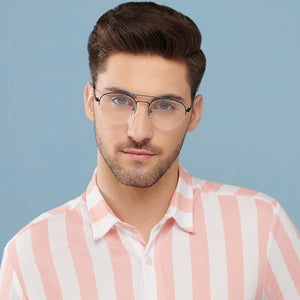 Black Aviator Half Rim Unisex Eyeglasses by Vincent Chase-135080