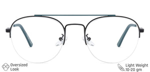 Black Aviator Half Rim Unisex Eyeglasses by Vincent Chase-135080