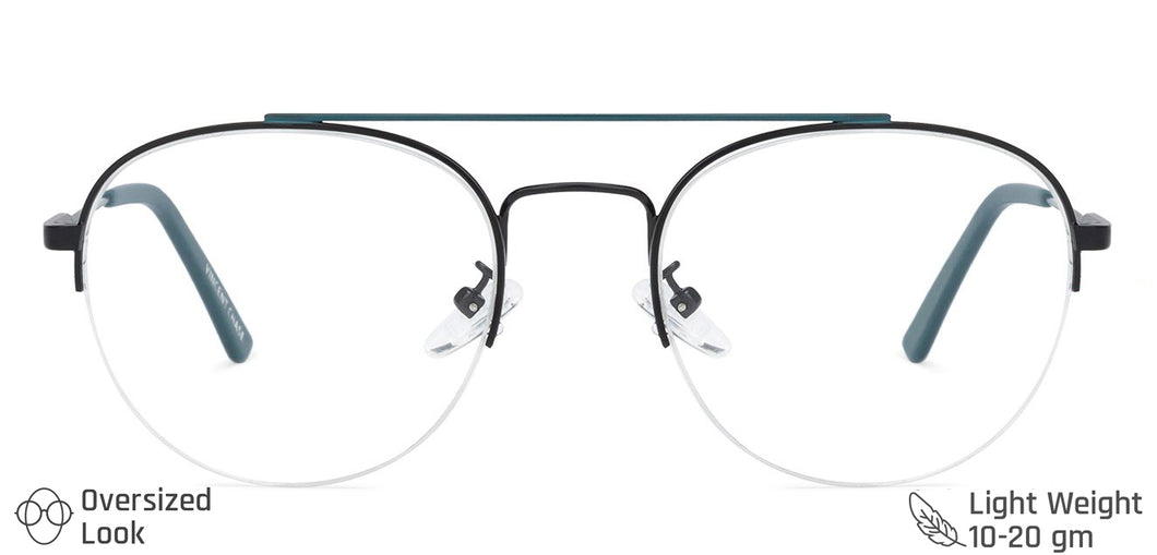 Black Aviator Half Rim Unisex Eyeglasses by Vincent Chase-135080