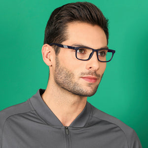 Blue Rectangle Full Rim Unisex Eyeglasses by Lenskart Air Online-135619