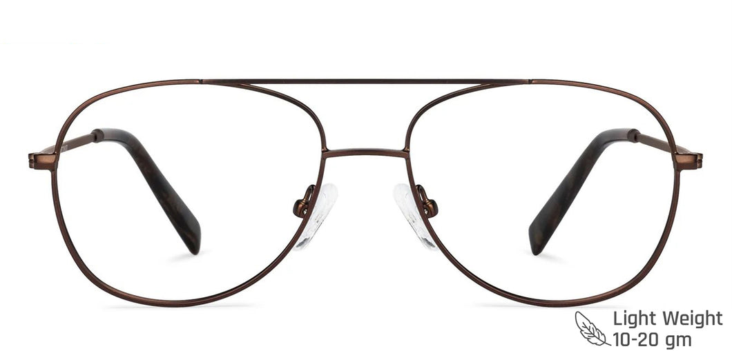Brown Aviator Full Rim Unisex Eyeglasses by Vincent Chase VC-135931