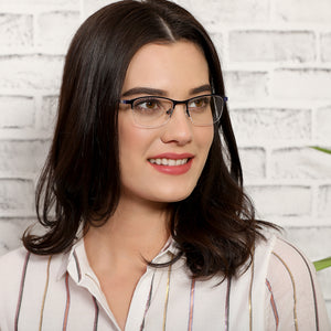 Blue Cat Eye Half Rim Women Eyeglasses by Vincent Chase Online-203044