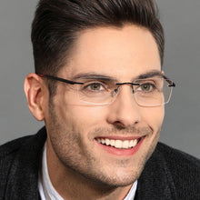 Load image into Gallery viewer, Black Rectangle Rimless Unisex Eyeglasses by Lenskart Air Online-136018