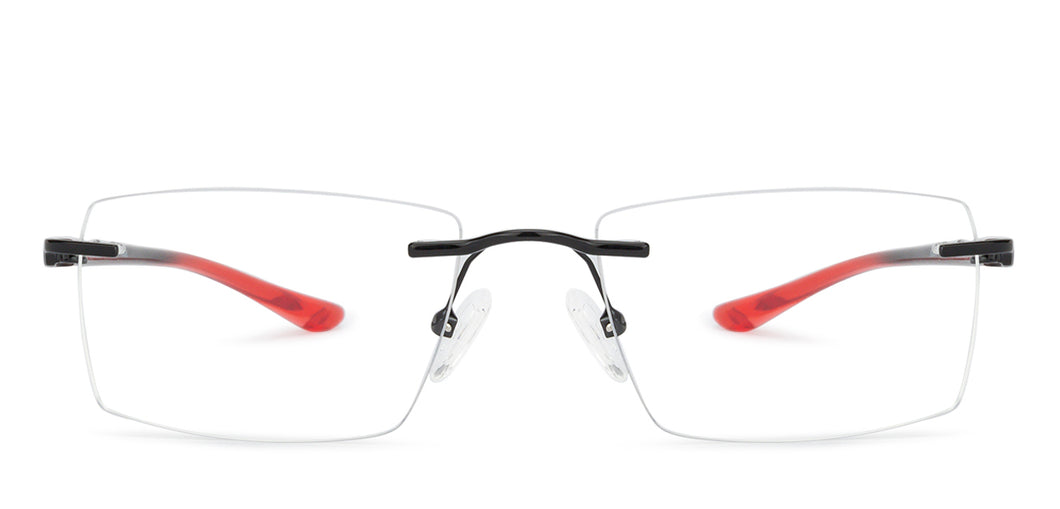 Black Rectangle Rimless Unisex Eyeglasses by Lenskart Air Online-136018