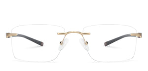 Gold Rectangle Rimless Unisex Eyeglasses by Lenskart Air Online-136019