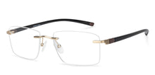 Load image into Gallery viewer, Gold Rectangle Rimless Unisex Eyeglasses by Lenskart Air Online-136019