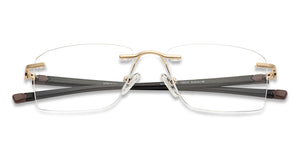Gold Rectangle Rimless Unisex Eyeglasses by Lenskart Air Online-136019